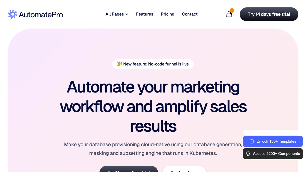 Screenshot of the AutomatePro theme homepage