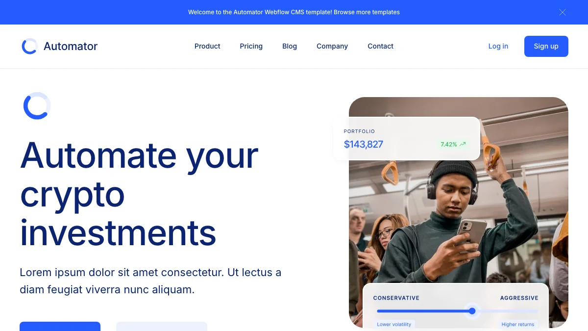 Screenshot of the Automator theme homepage