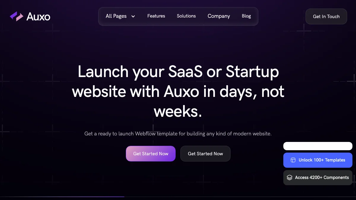 Screenshot of the Auxo theme homepage