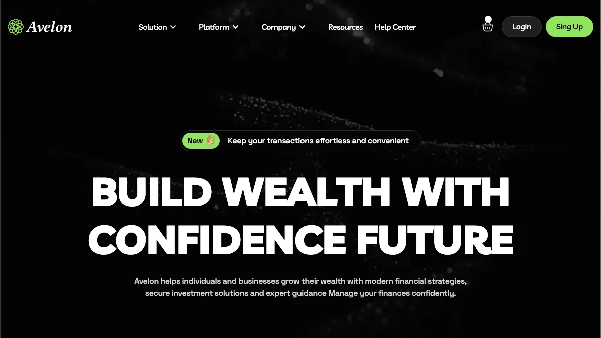Screenshot of the Avelon theme homepage