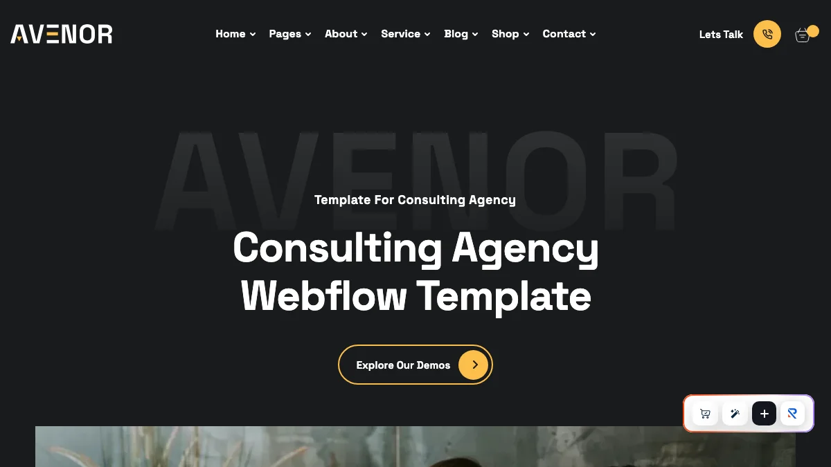 Screenshot of the Avenor theme homepage