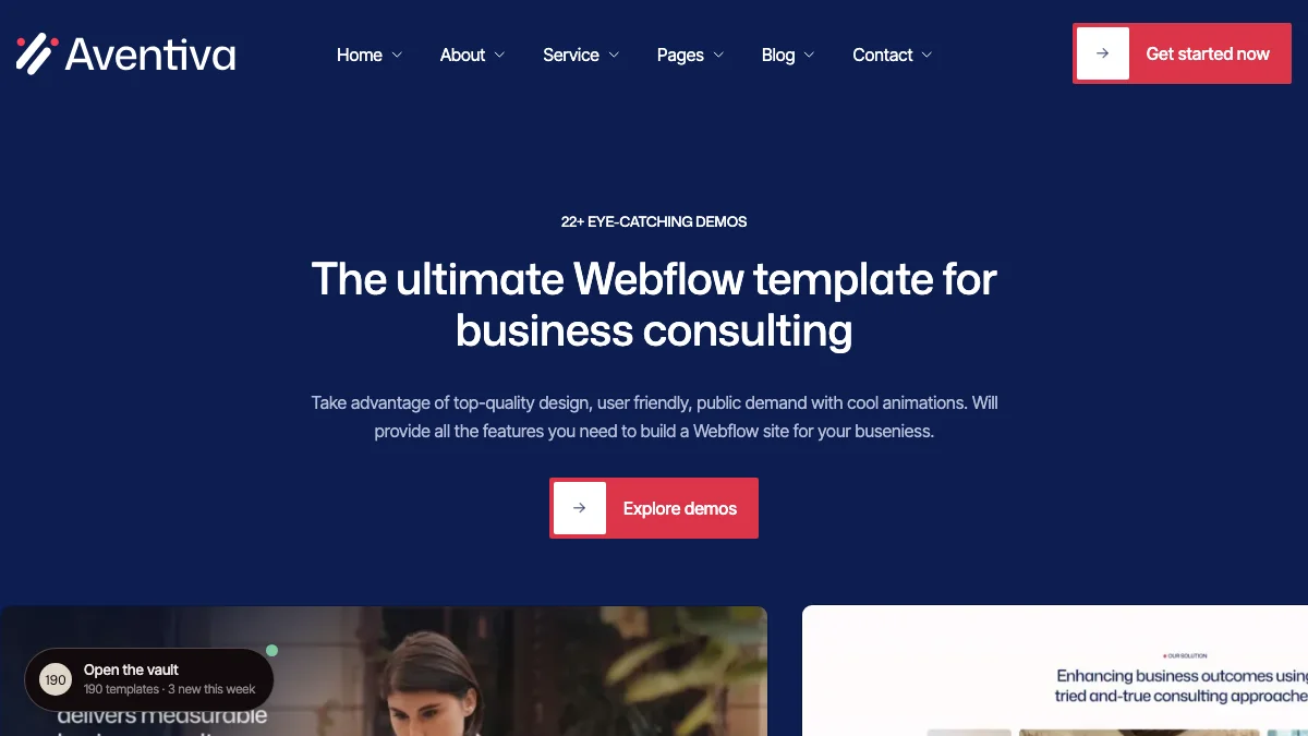 Screenshot of the Aventiva theme homepage
