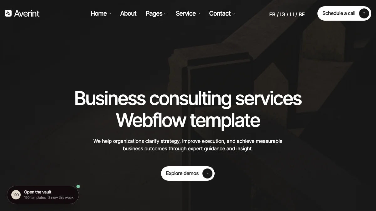 Screenshot of the Averint theme homepage