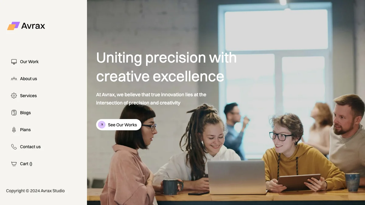 Screenshot of the Avrax theme homepage