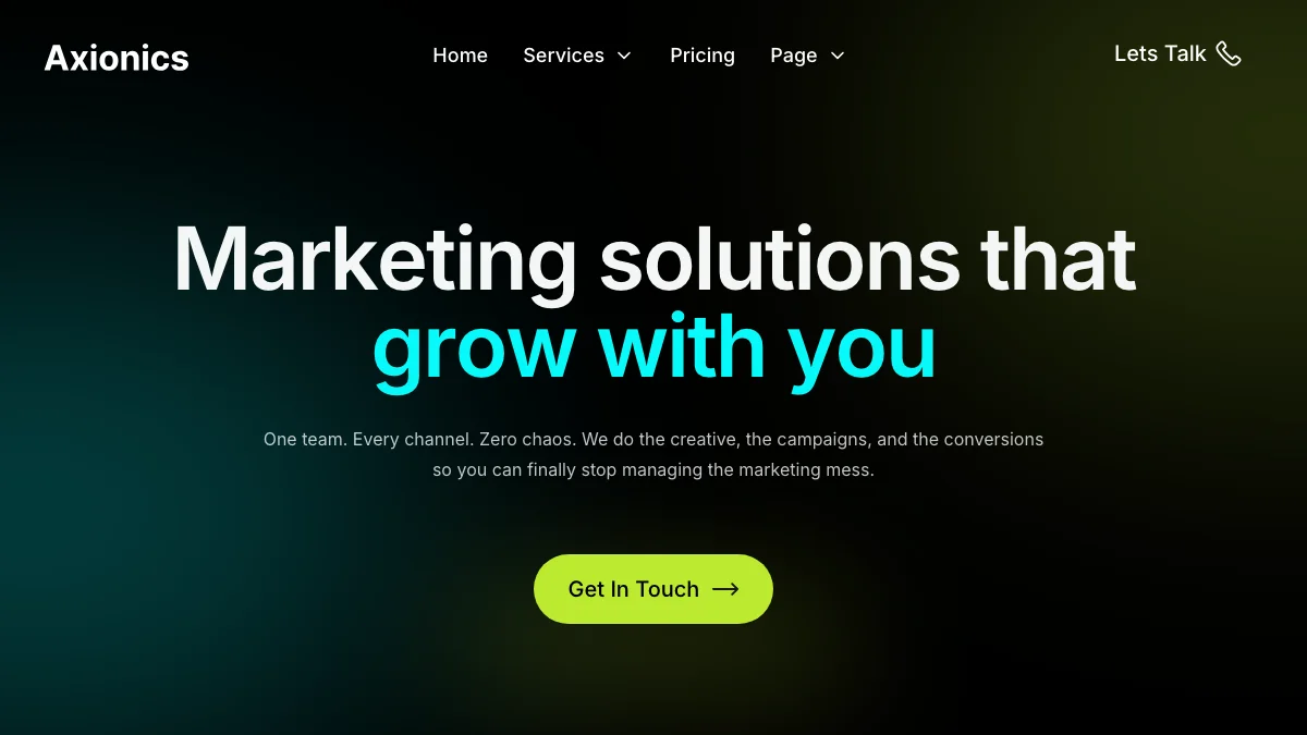 Screenshot of the Axionics theme homepage