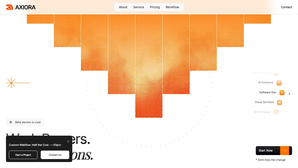 Screenshot of the Axiora theme homepage