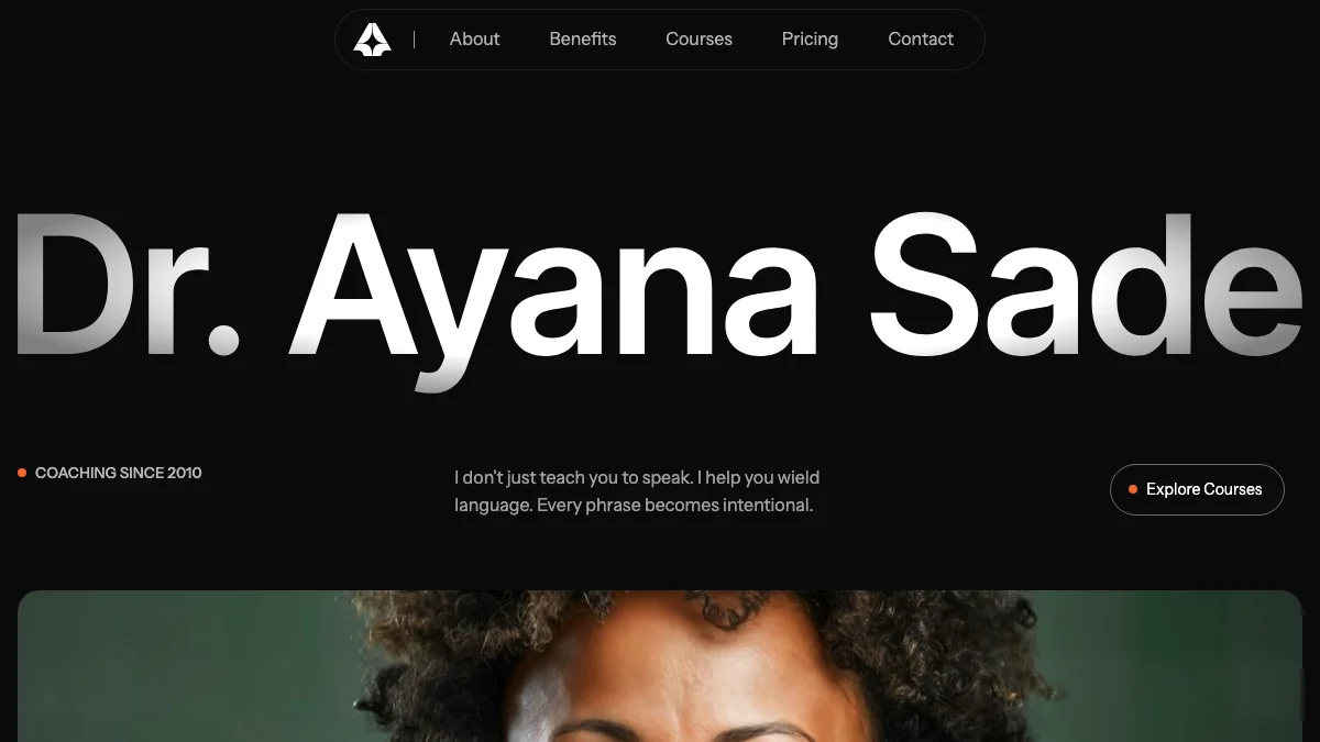 Screenshot of the Ayana theme homepage