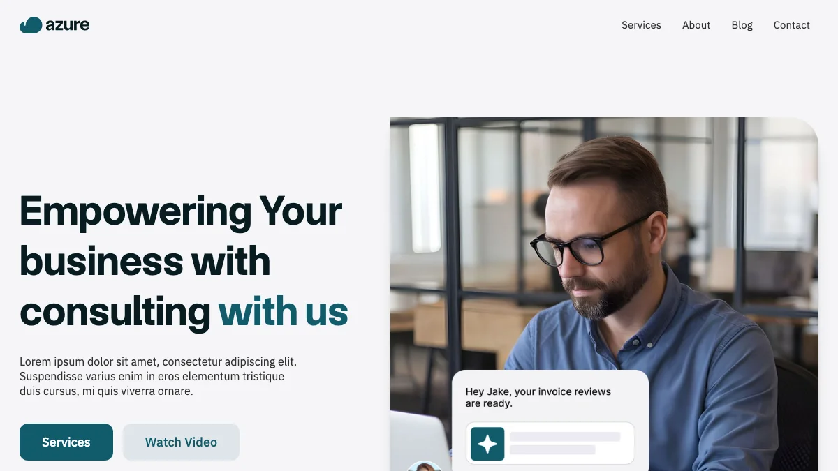 Screenshot of the Azure theme homepage