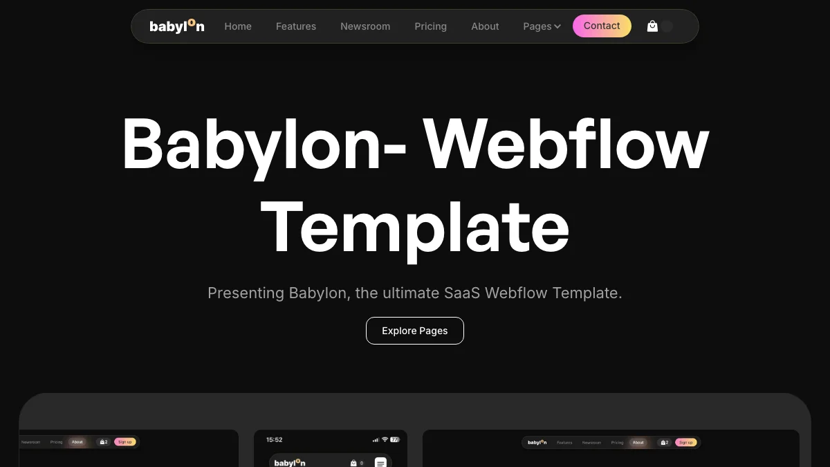 Screenshot of the Babylon theme homepage