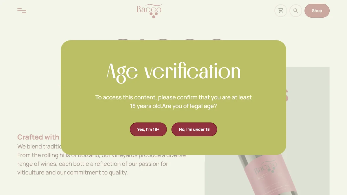 Screenshot of the Bacco theme homepage