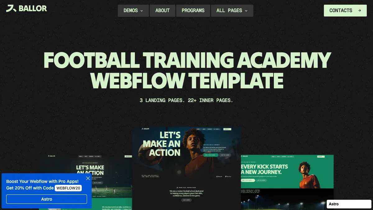 Screenshot of the Ballor theme homepage