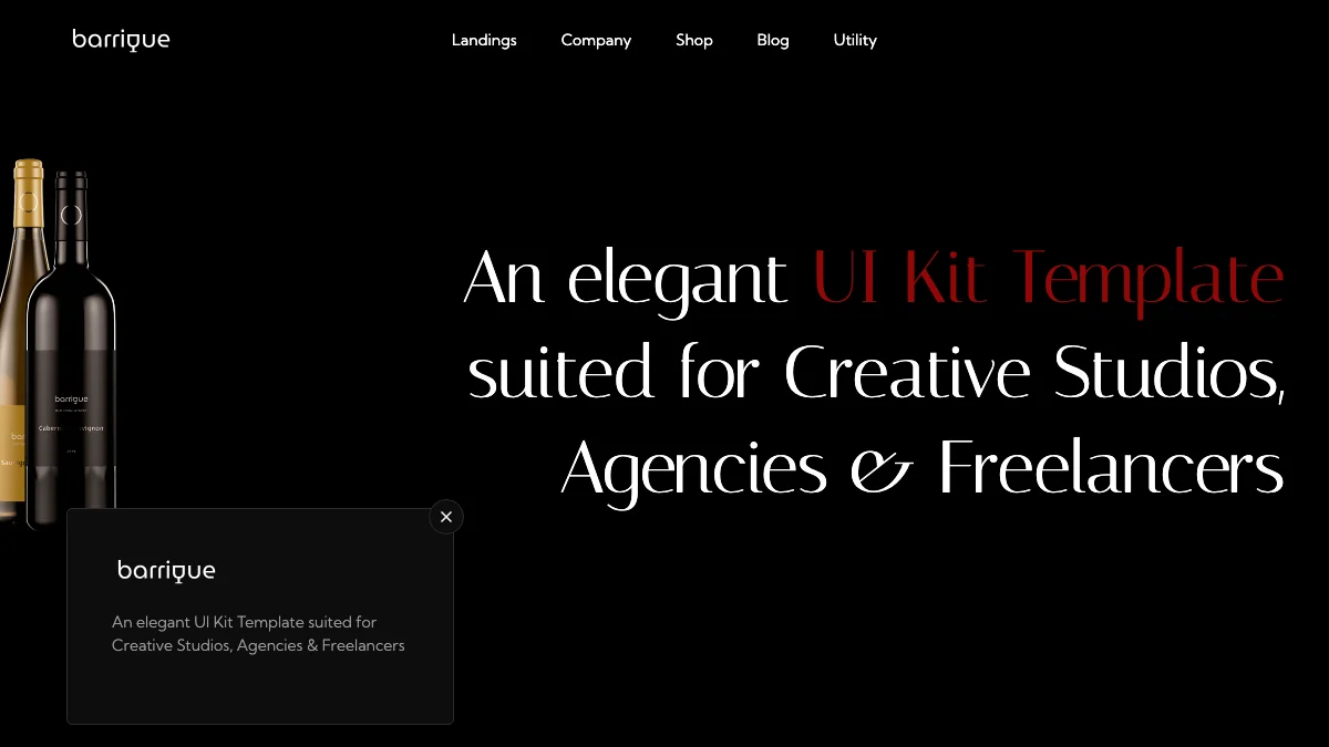 Screenshot of the Barrique theme homepage