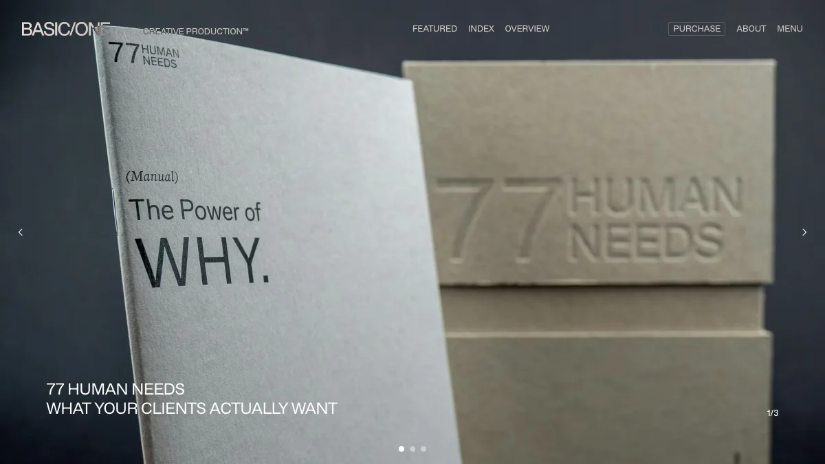 Screenshot of the Basis/One theme homepage