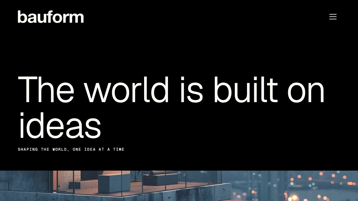 Screenshot of the Bauform theme homepage