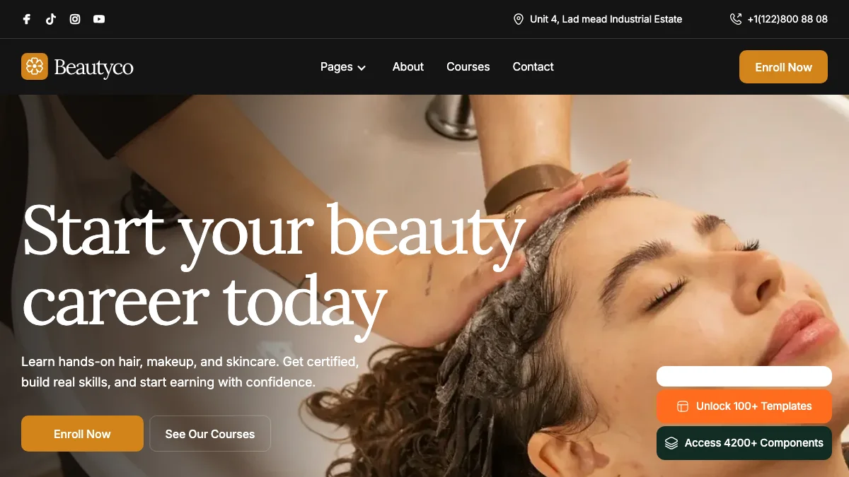 Screenshot of the Beautco theme homepage
