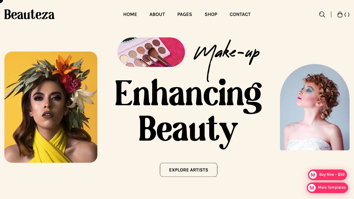 Screenshot of the Beauteza theme homepage