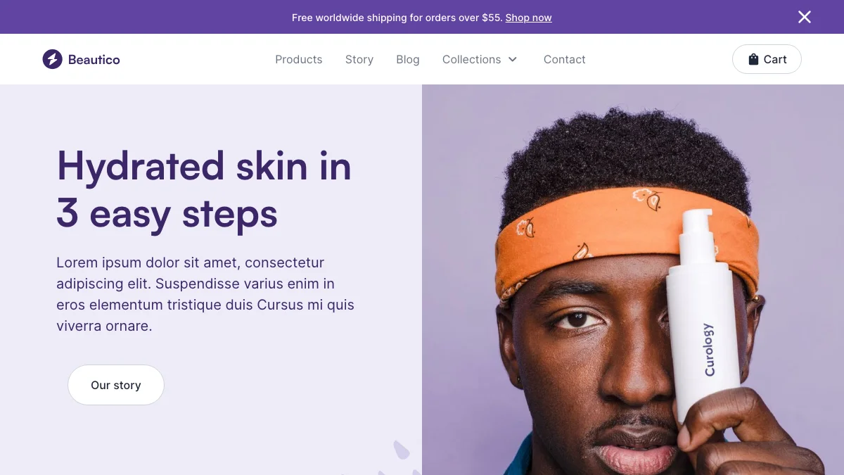 Screenshot of the Beautico theme homepage