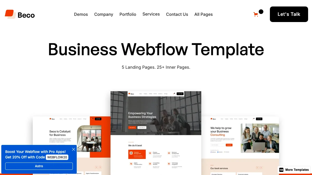 Screenshot of the Beco 128 theme homepage