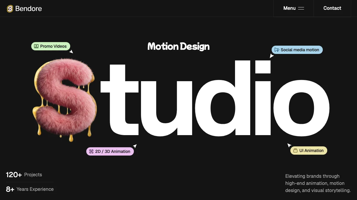 Screenshot of the Bendore theme homepage