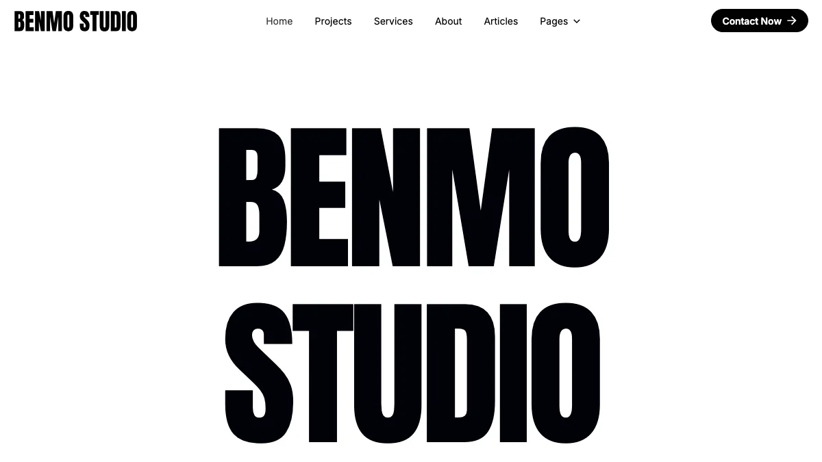 Screenshot of the Benmo Studio theme homepage