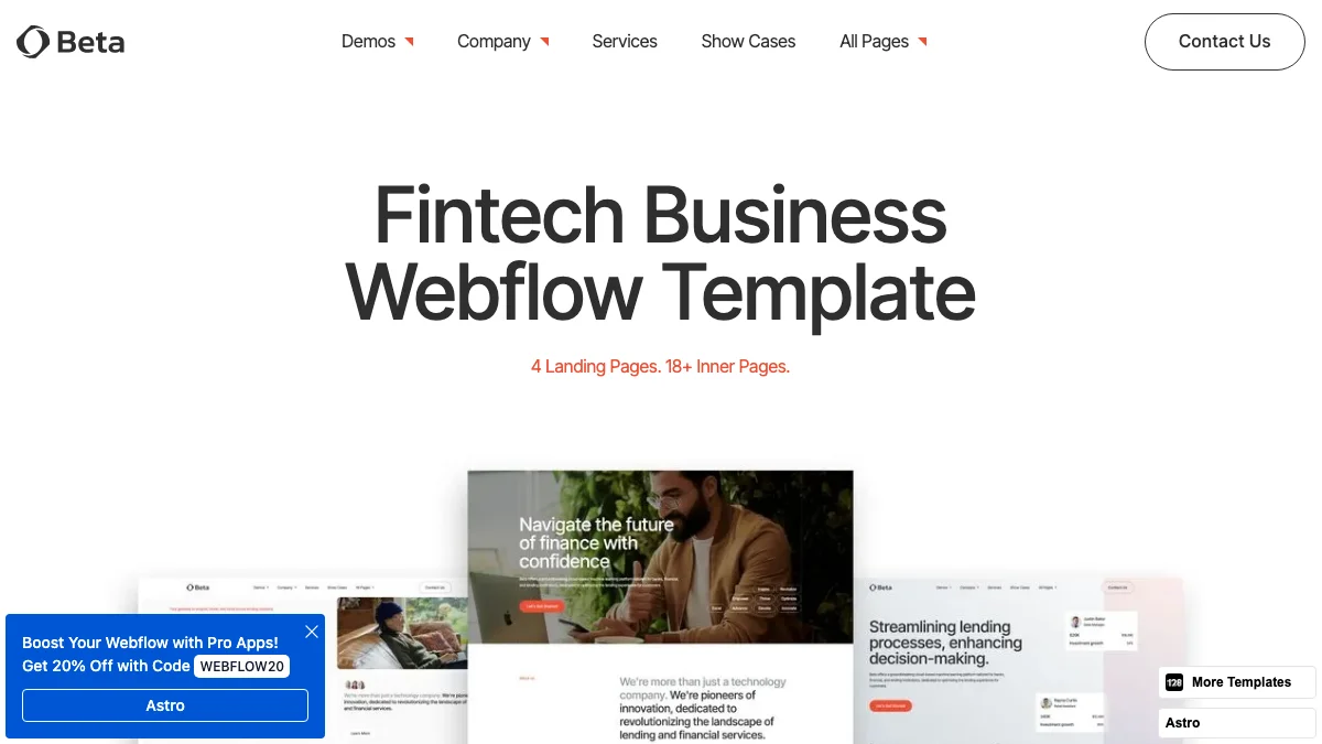 Screenshot of the Beta 128 theme homepage
