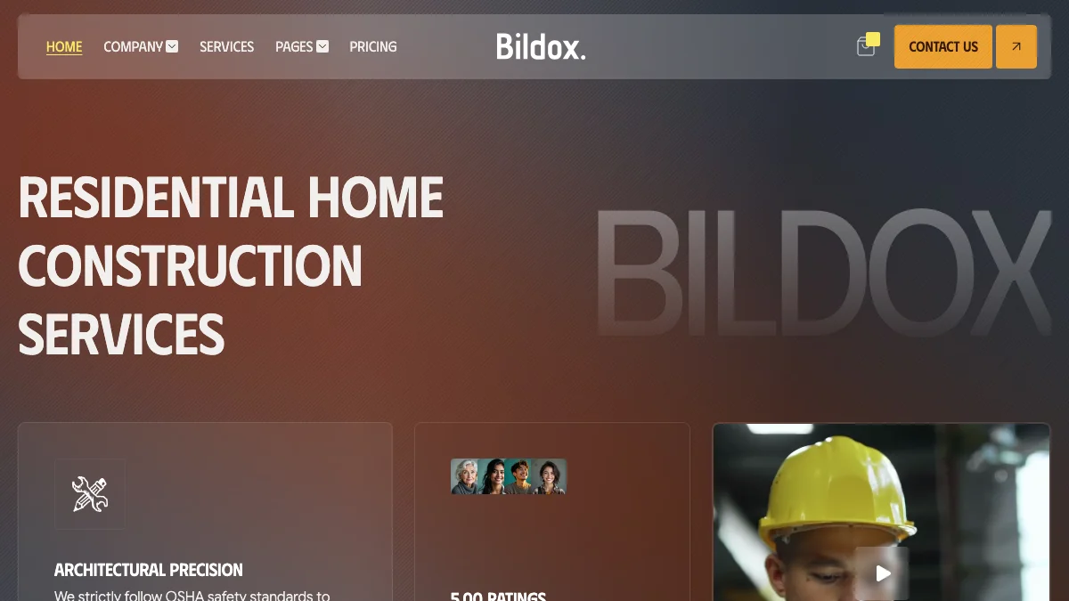 Screenshot of the Bildox theme homepage