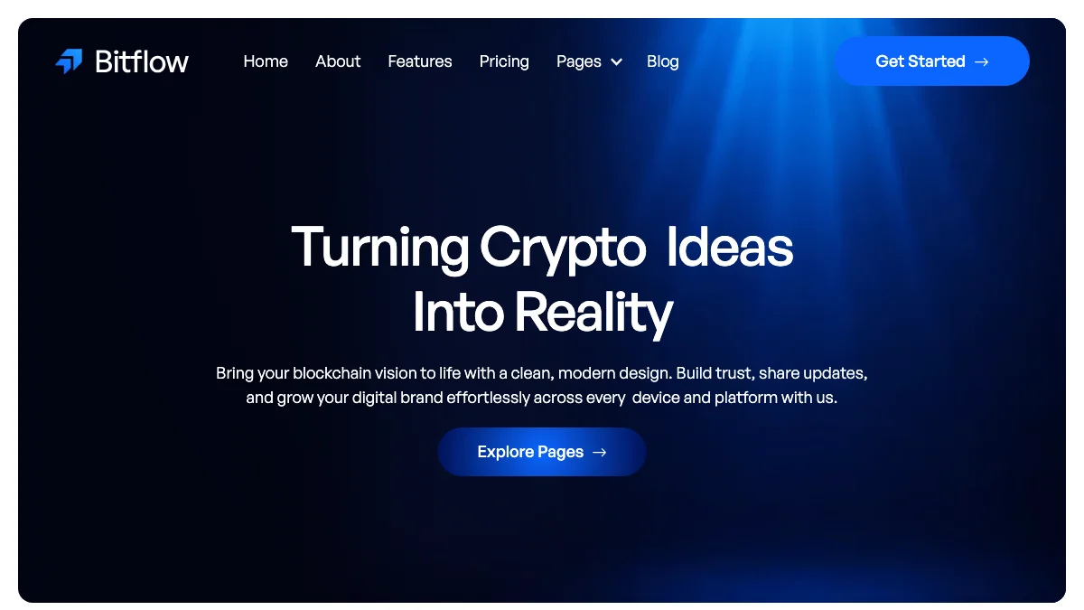 Screenshot of the BitFlow theme homepage