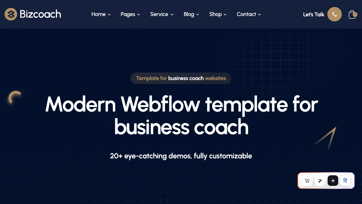 Screenshot of the BizCoach theme homepage