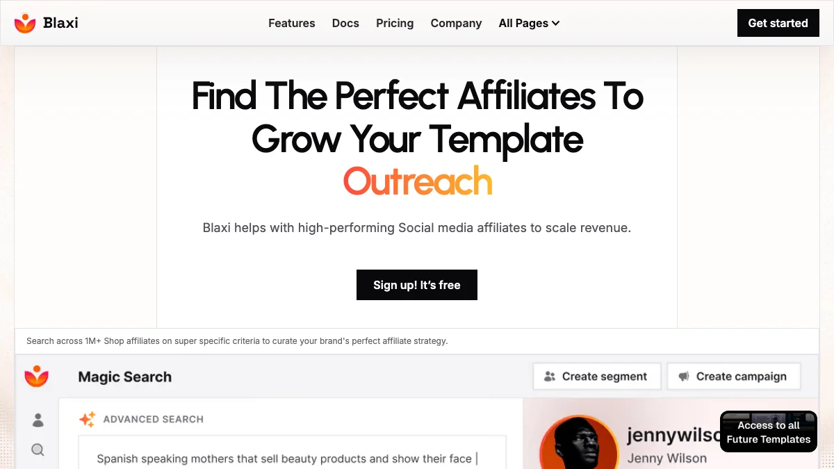 Screenshot of the Blaxi theme homepage