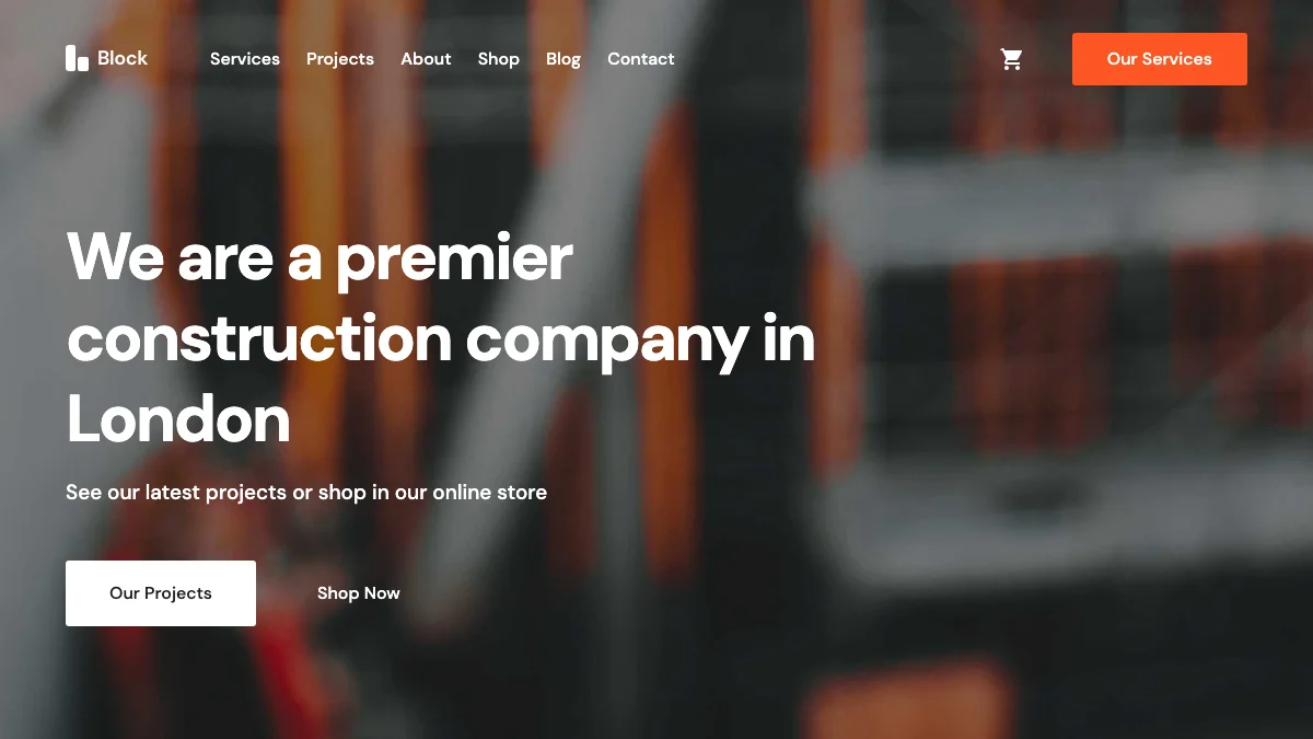 Screenshot of the Block theme homepage