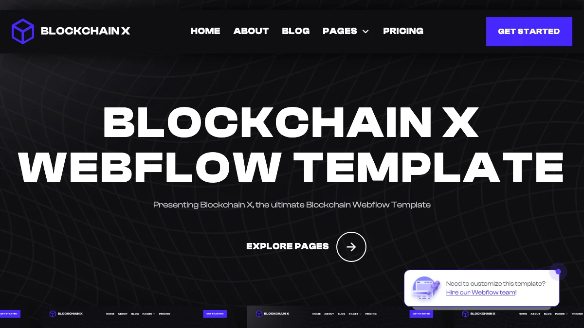 Screenshot of the Blockchain X theme homepage