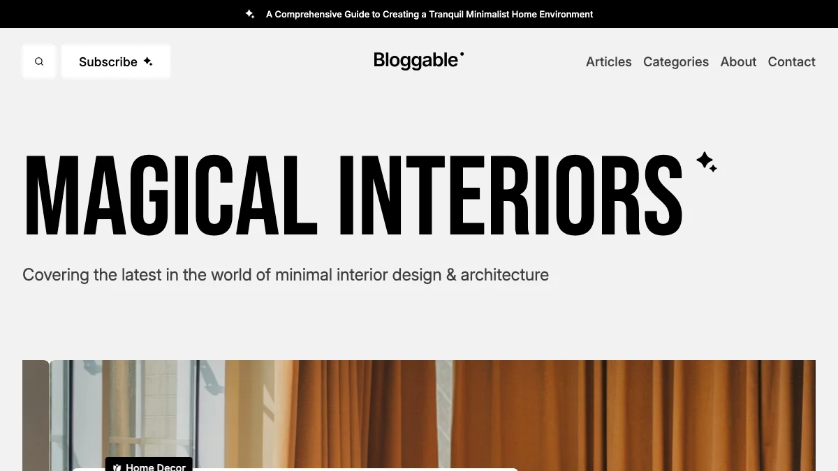 Screenshot of the Bloggable theme homepage