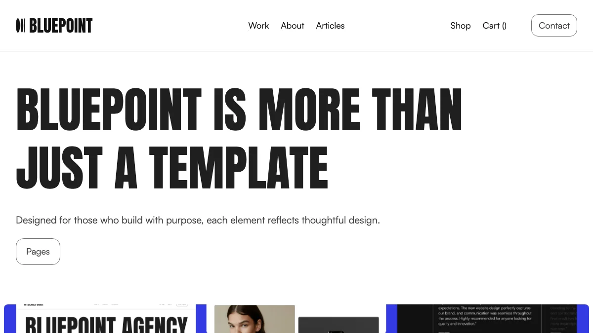 Screenshot of the Bluepoint theme homepage