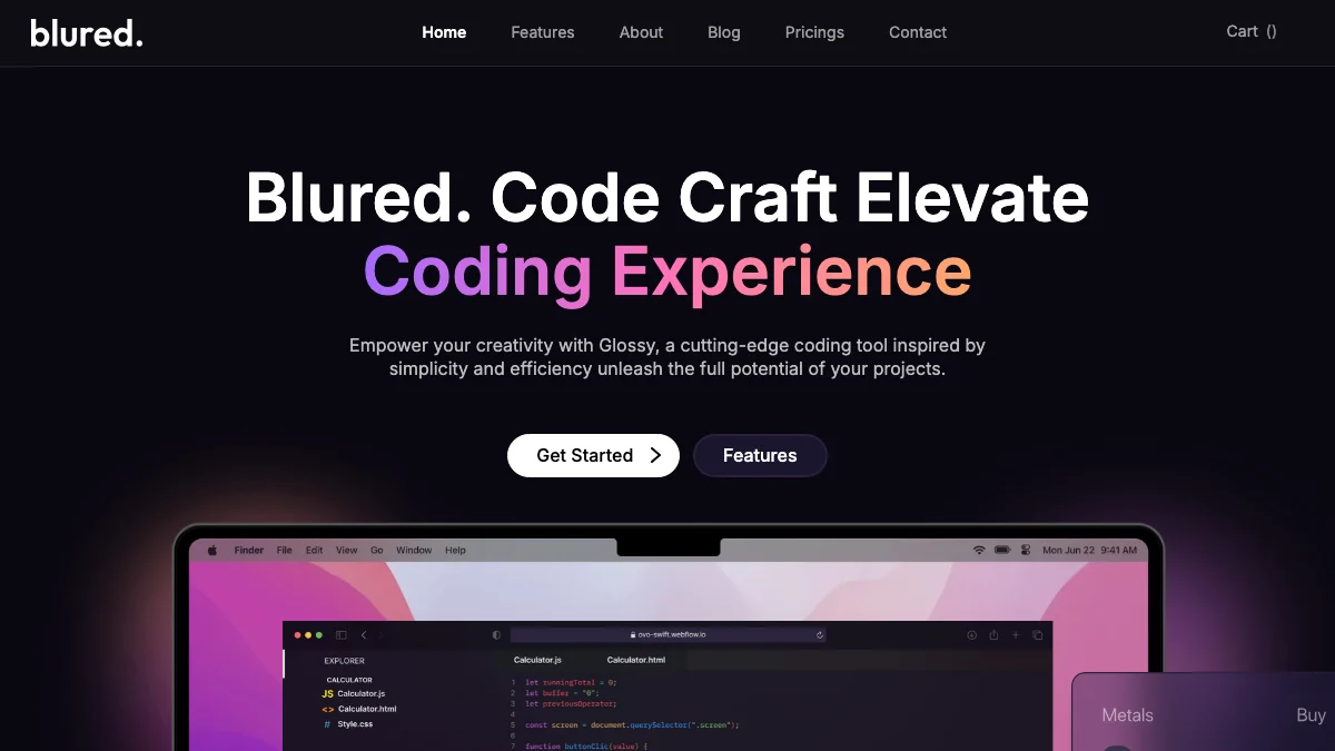 Screenshot of the Blured theme homepage