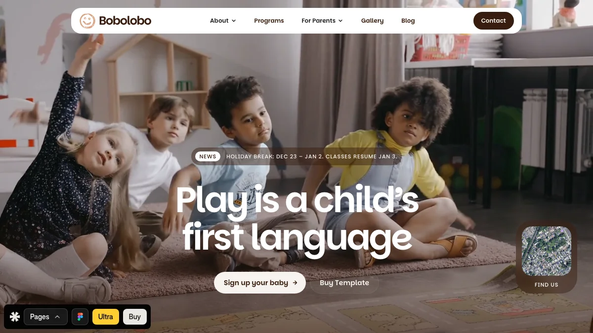 Screenshot of the Bobolobo theme homepage