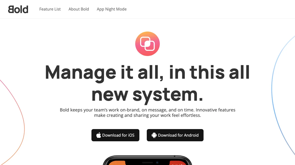 Screenshot of the Bold theme homepage