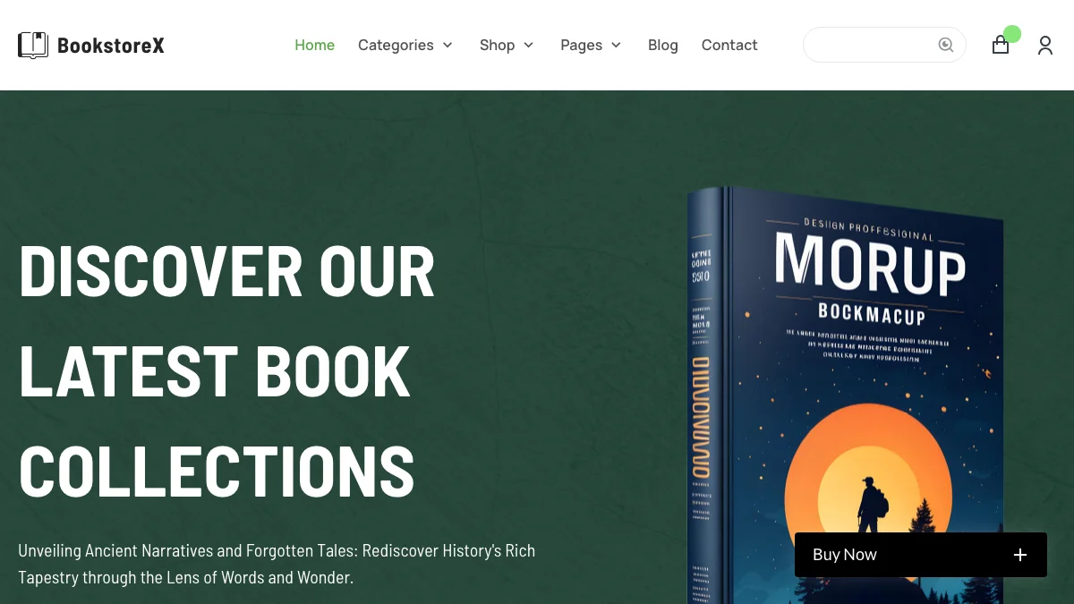 Screenshot of the BookstoreX TNC theme homepage