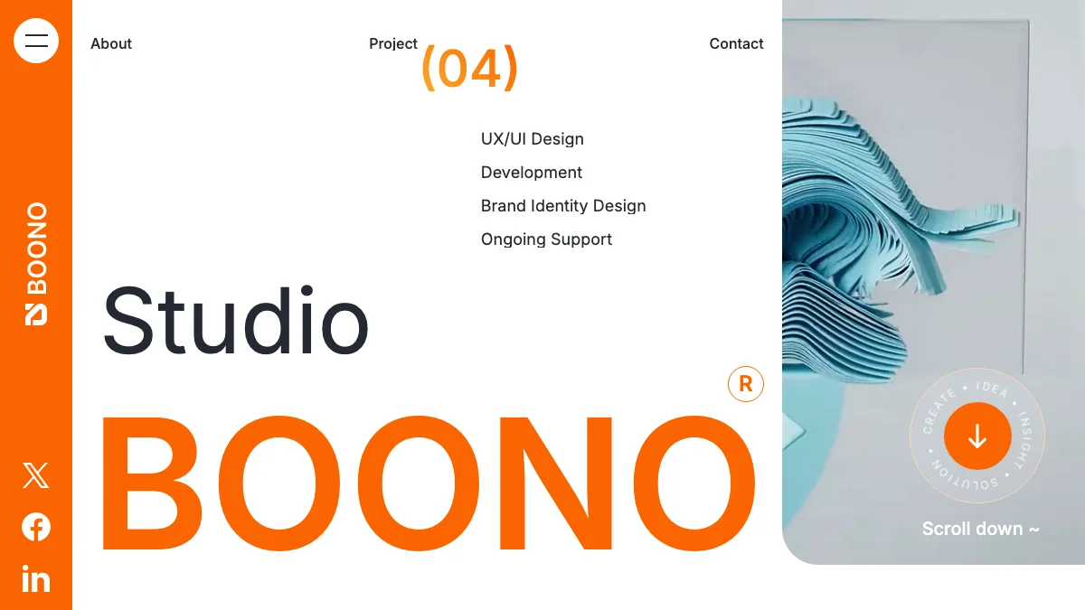 Screenshot of the Boono theme homepage
