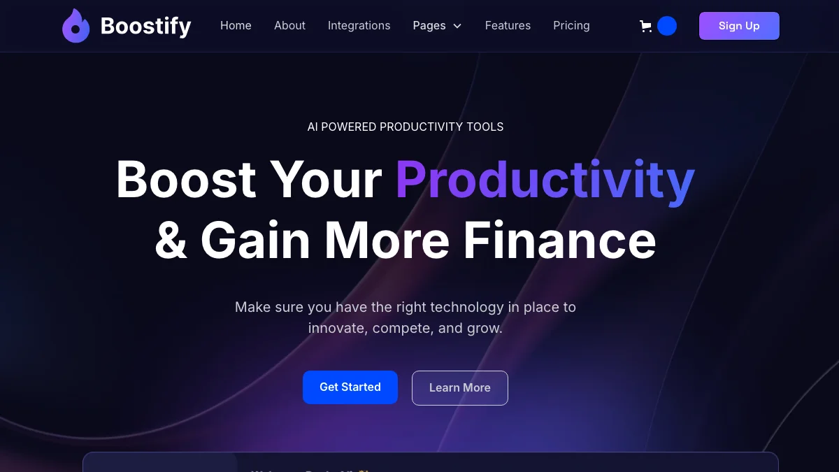 Screenshot of the Boostify theme homepage