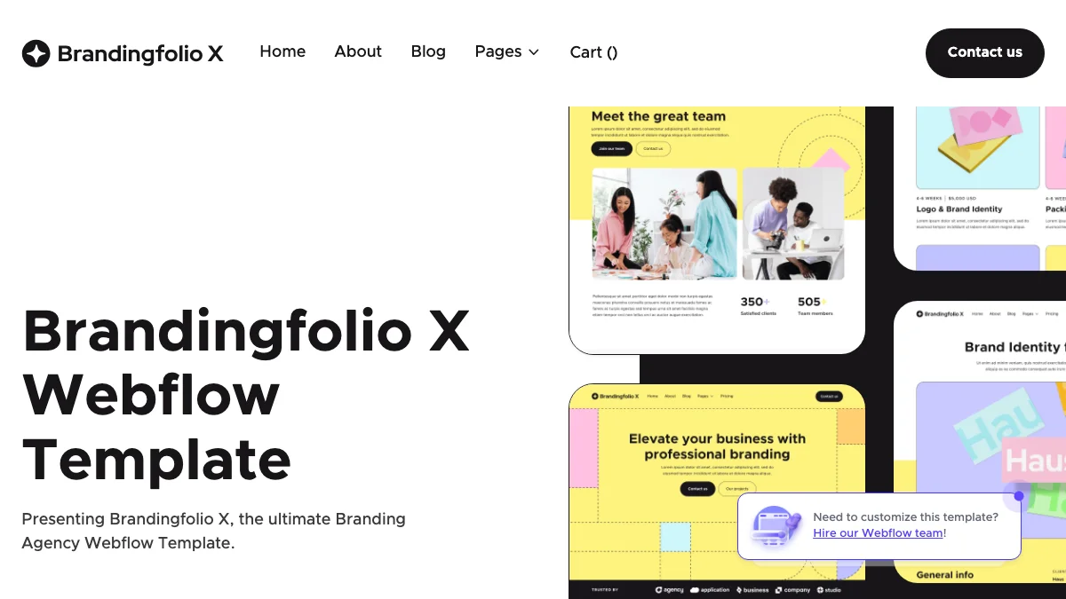 Screenshot of the Brandingfolio X theme homepage