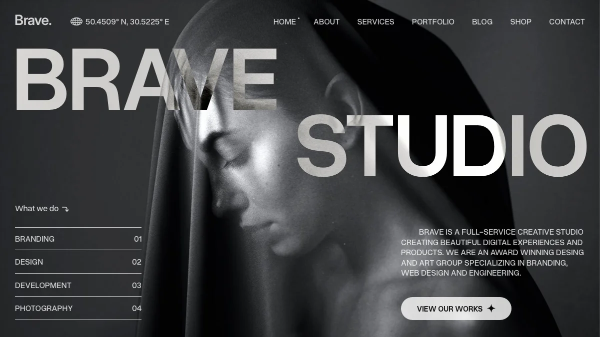 Screenshot of the Brave Studio theme homepage