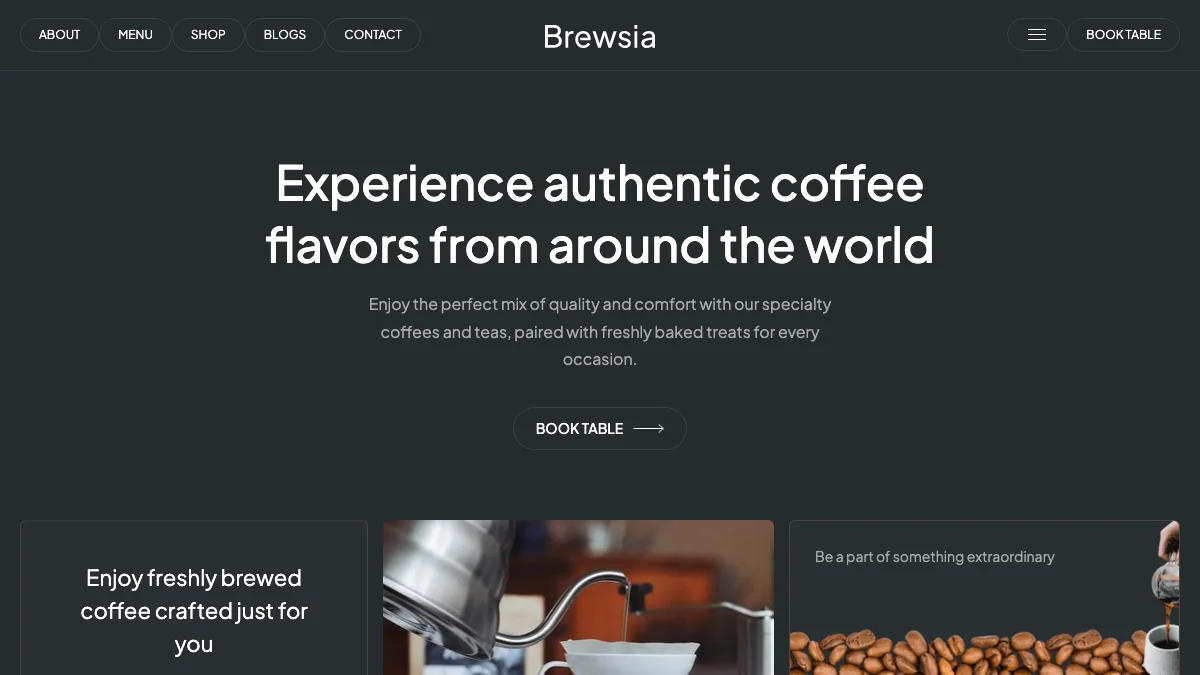 Screenshot of the Brewsia theme homepage