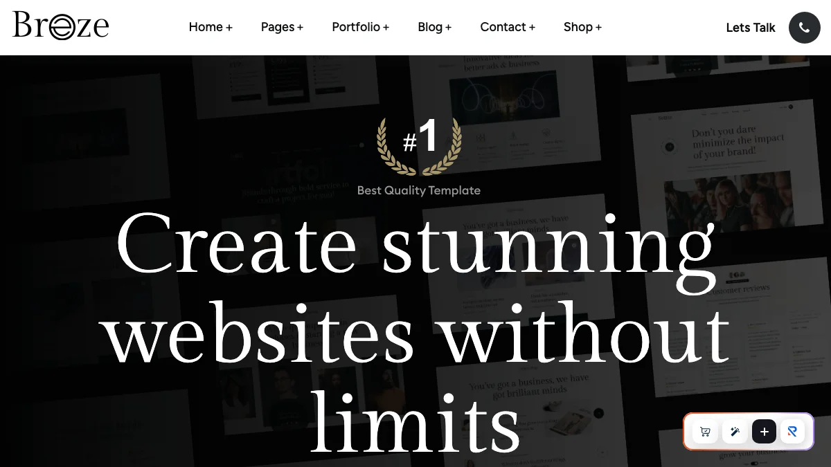 Screenshot of the Breze theme homepage