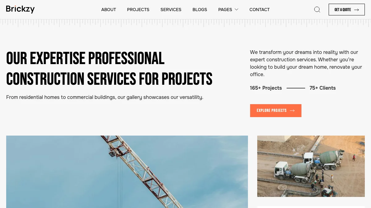 Screenshot of the Brickzy theme homepage
