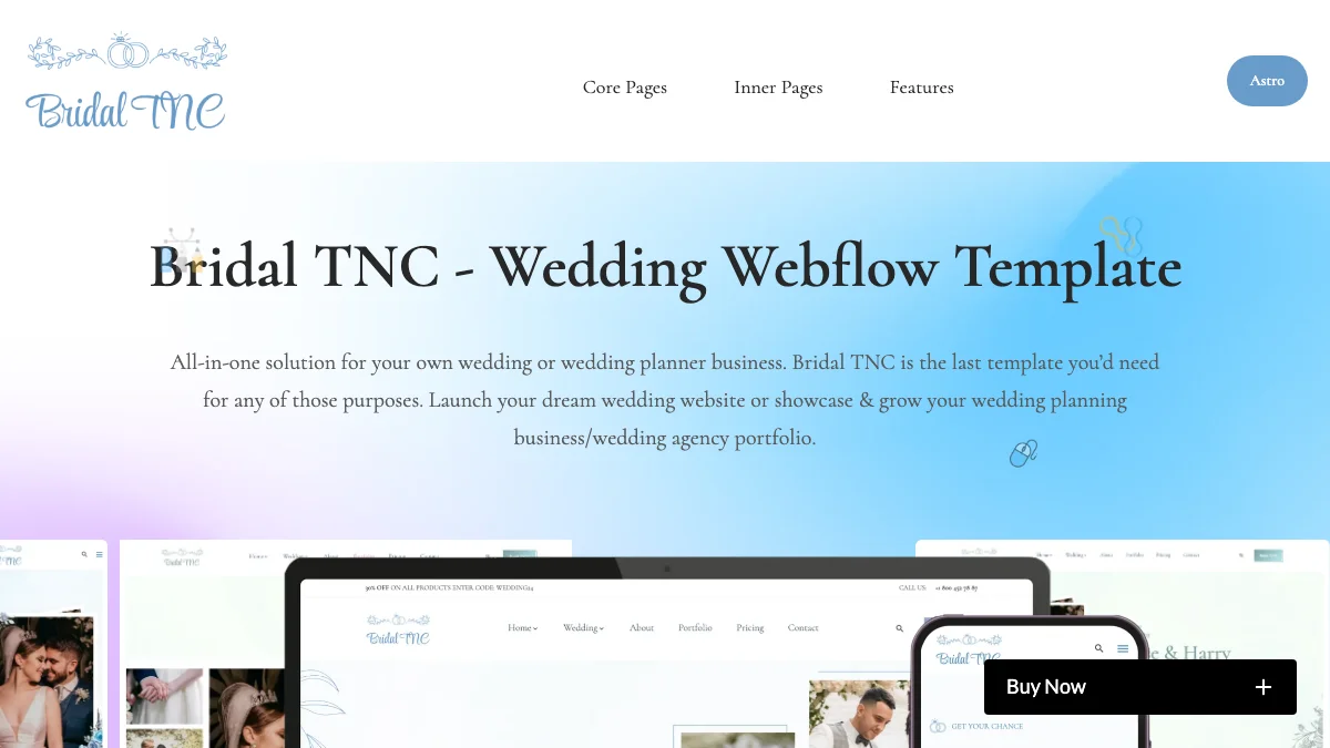 Screenshot of the Bridal TNC theme homepage