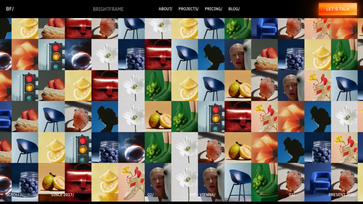 Screenshot of the BrightFrame theme homepage