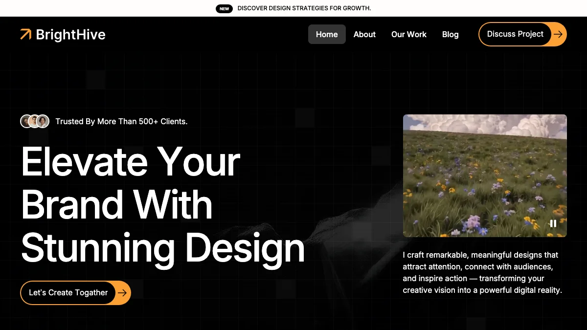 Screenshot of the BrightHive theme homepage
