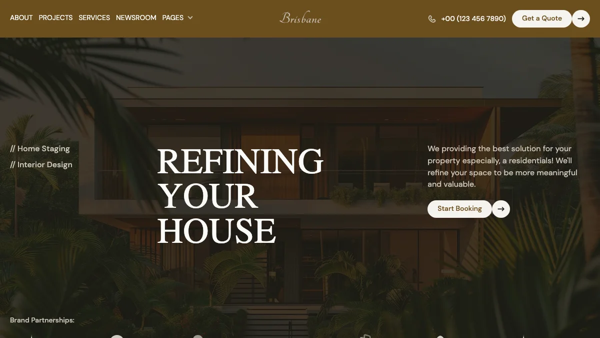 Screenshot of the Brisbane theme homepage