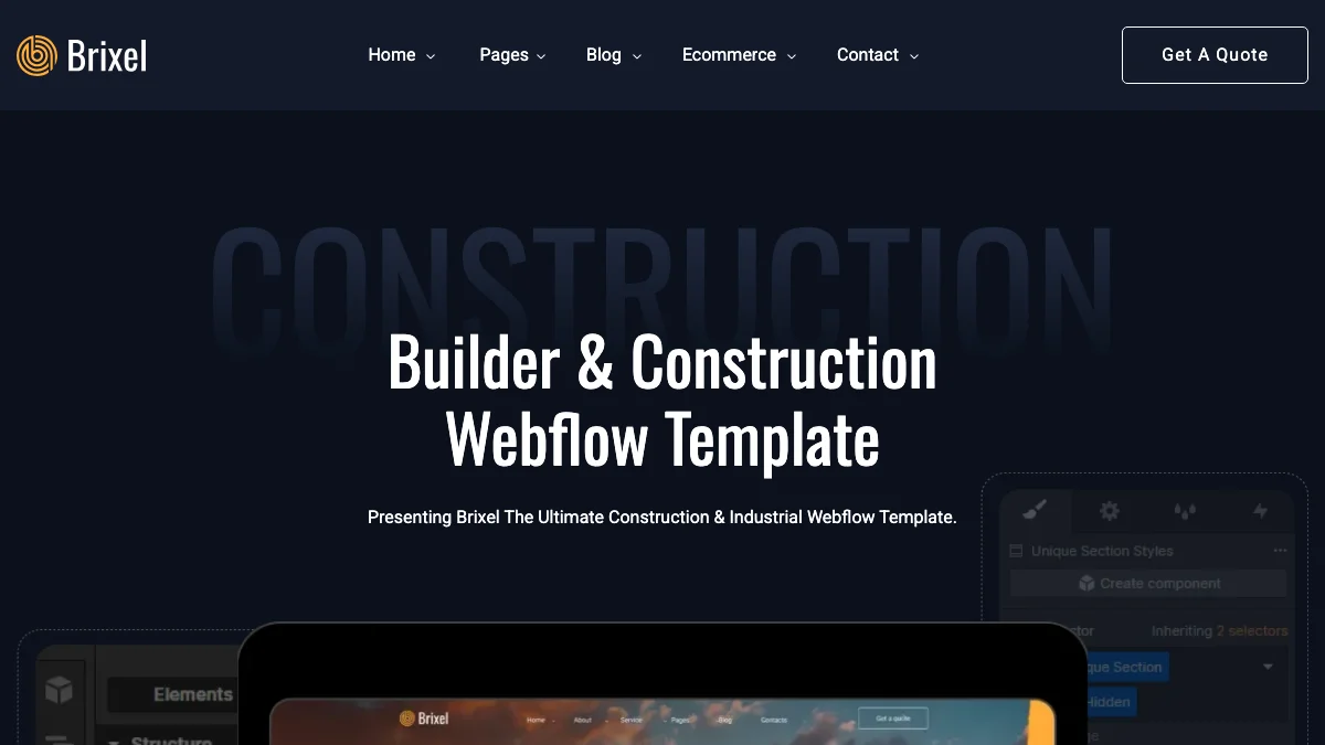 Screenshot of the Brixel theme homepage