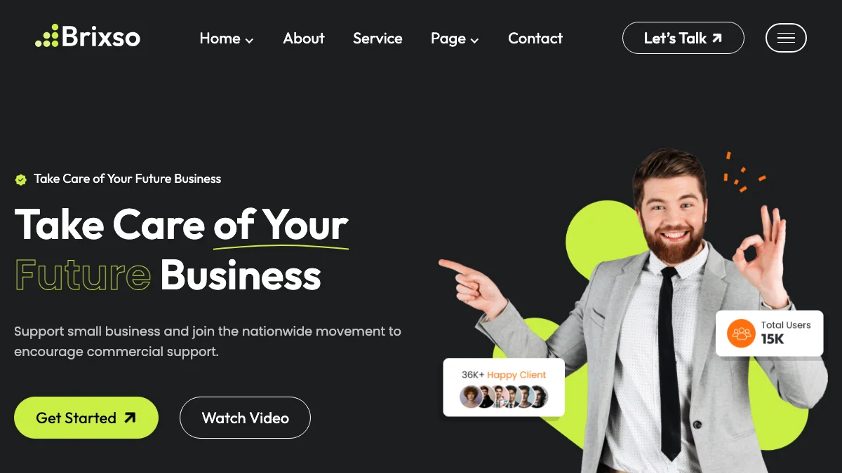 Screenshot of the Brixso theme homepage
